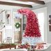 6FT Hinged Fir Artificial Fir Bent Top Christmas Tree, Xmas Tree Bendable Santa Hat Style Christmas Tree Holiday Decoration,1250 Lush Branch Tips, 300 LED Lights X-mas_maomaolike.com