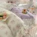 Wholesale INS Girl Heart Korean Small Floral Skin-Friendly Soft Brushed Four-Piece Princess Style Lace Trim 4-Piece Set_maomaolike.com