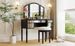 43" Dressing Table Set With Mirrored Drawers And Stool, Tri-fold Mirror, Makeup Vanity Set For Bedroom, Black_maomaolike.com