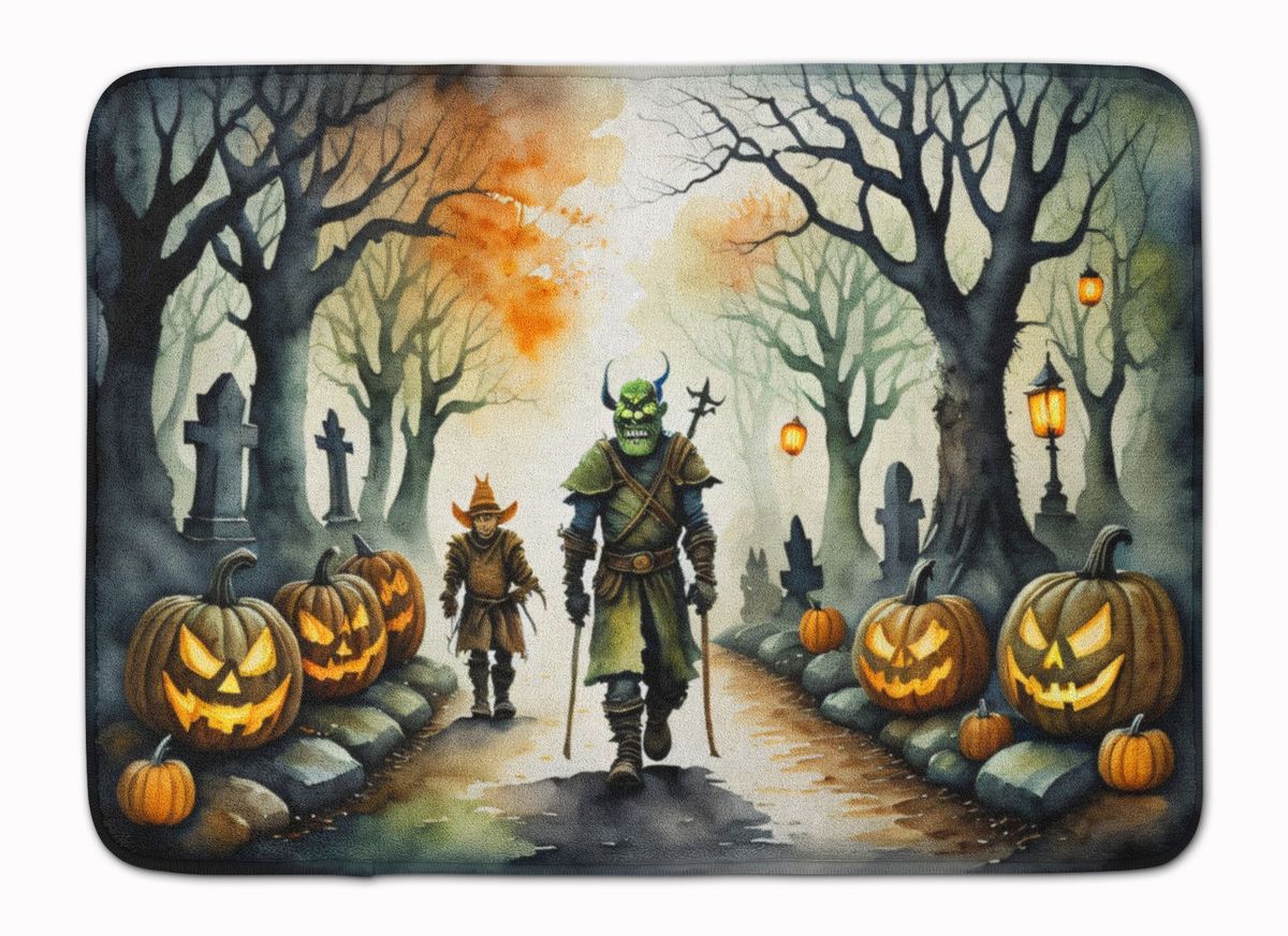 Orcs Spooky Halloween Memory Foam Kitchen Mat Machine Washable Anti-Fatigue Mat Cushion Comfort Bath Mat Or Kitchen Rug_maomaolike.com