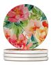 Indiana Peonies In Watercolor Large Sandstone Coasters Pack Of 4 Absorbent Round Coasters Decor Gifts For Men Or Women, 4 In, Multicolor_maomaolike.com