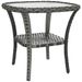 Outsunny Rattan Coffee Table With Storage Shelf, Wicker Side Table With Glass Top, Outdoor End Table For Garden, Porch, Backyard, Mix Gray_maomaolike.com
