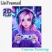 Cyberpunk Gamer Girl Painting Poster, Vibrant Neon Anime Style Poster, Eye-catching Neon-lit Cyberpunk Design Ideal For Gaming Room And Bedroom Decor_maomaolike.com