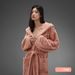 Home Textile Soft Touch Micro Fleece Hooded Bathrobe Plush Long Spa Robe Absorbent Bathrobe_maomaolike.com
