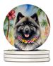 Keeshond Luau Large Sandstone Coasters Pack Of 4 Absorbent Round Coasters Decor Gifts For Men Or Women, 4 In, Multicolor_maomaolike.com
