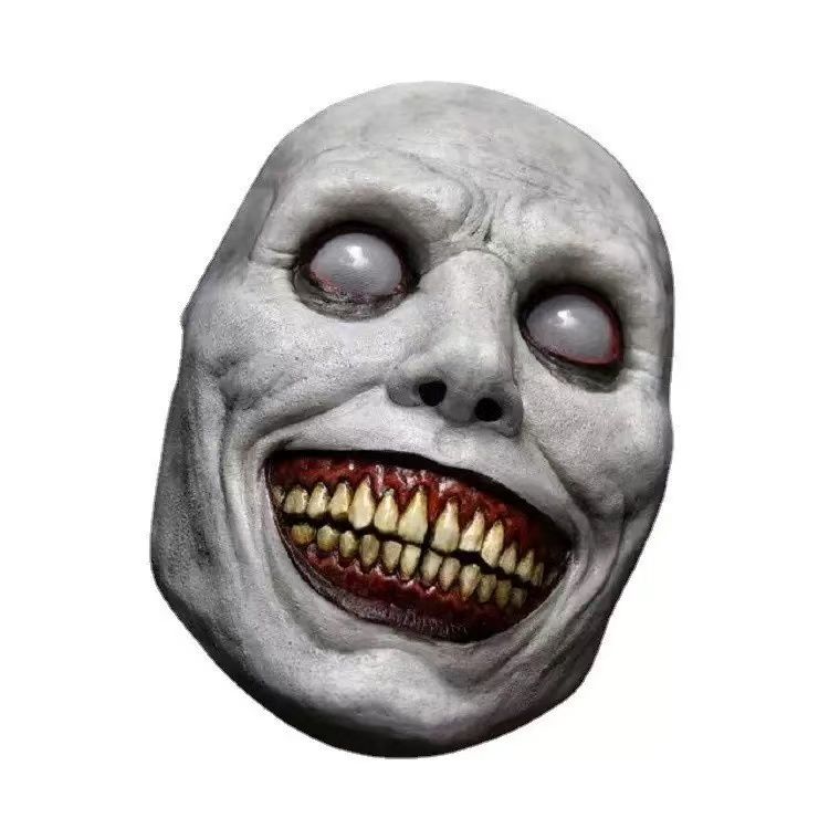 Cosplay Mask, Smiling Exorcist, Eye-rolling Funny Vinyl Half-face Headgear, Halloween Horror Mask_maomaolike.com