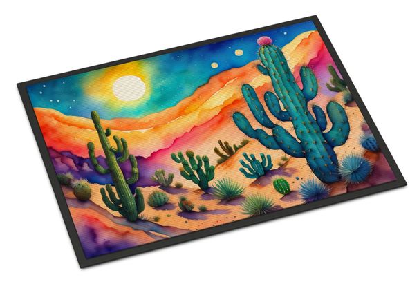 Cactus In Color Doormat Front Door Mat Indoor Outdoor Rugs For Entryway, Non Slip Washable Low Pile, 24H X 36W_maomaolike.com