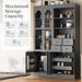 TOPMAx 47.2x15.7x75inch Freestanding Buffet With Hutch Tall Kitchen Pantry Cabinet With 4 Drawers Door Shelves And Pull- Out Trays For Dining Room Living Room Gray_maomaolike.com