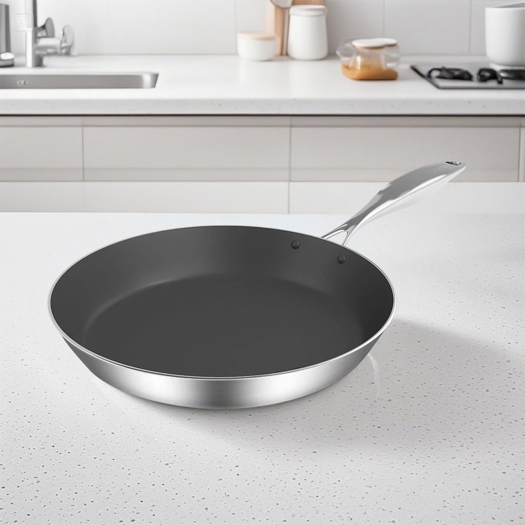SOGA Stainless Steel Fry Pan 30cm Frying Pan Induction FryPan Non Stick Interior_maomaolike.com