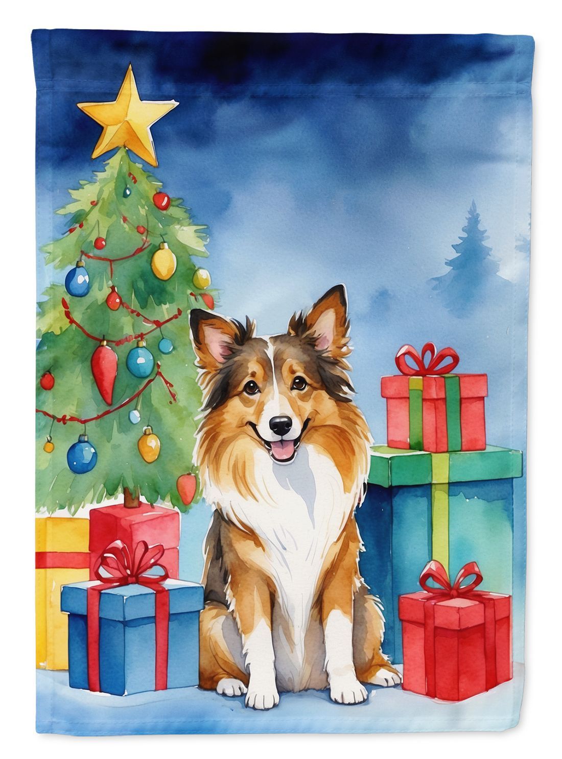 Sheltie Christmas Reindeer House Flag Large Porch Sleeve Pole Decorative Outside Yard Banner Artwork Wall Hanging, Polyester, House Size, Multicolor_maomaolike.com