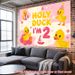 2nd Birthday Party Banner - 2D Flat Polyester Backdrop With Little Yellow Duck Theme, Wall Hanging Photo Props, Party Decor_maomaolike.com