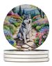 Siberian Husky Spring Path Large Sandstone Coasters Pack Of 4 Absorbent Round Coasters Decor Gifts For Men Or Women, 4 In, Multicolor_maomaolike.com