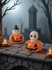 1pc Halloween Pumpkin Skull Design Candle Stand Is Suitable For Halloween Style Ornaments, Multi-scene Decoration, Decorative Candle Candle Stand_maomaolike.com