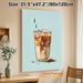 Iced Coffee Painting Poster, Vibrant Artistic Poster, Stylized Creamy Iced Coffee In Glass With Striped Straw And Cocoa Dust Design, Adds Cozy Warm_maomaolike.com