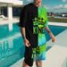Men's Clothing shorts loose casual short-sleeved suit color matching KING printed T-shirt_maomaolike.com