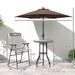 4 Piece Outdoor Bar Set With Umbrella, Patio Dining Set With 2 Folding Chairs, Wave Textured Tempered Glass Table For Backyard, Garden, Deck, Poolside, Beige_maomaolike.com