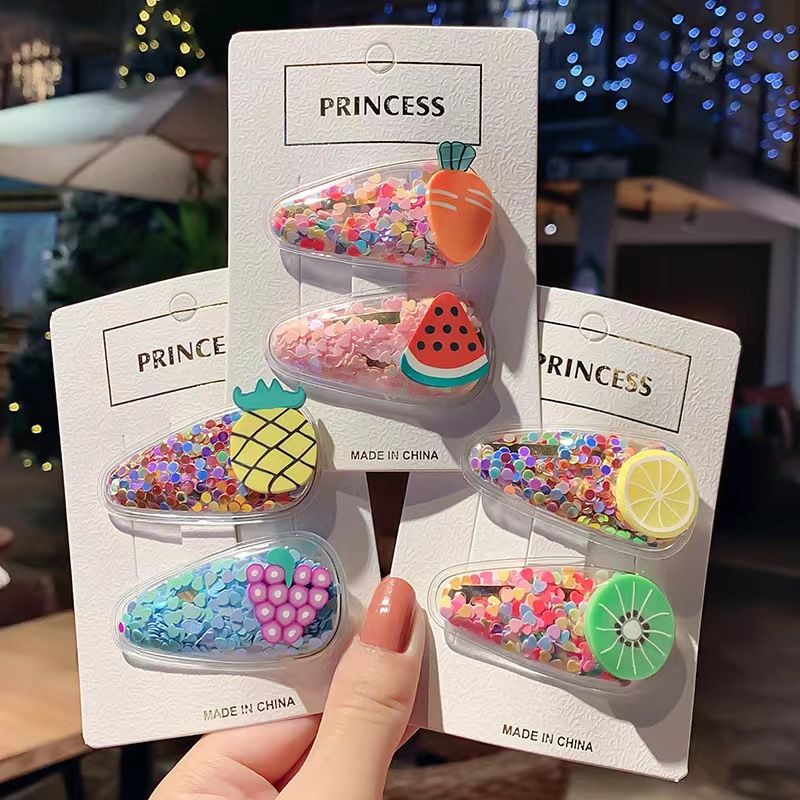 Unisex Kids Quicksand hair clip Hair accessories for girls cartoon don't hurt bangs broken hair clip for girls sweet little clip_maomaolike.com