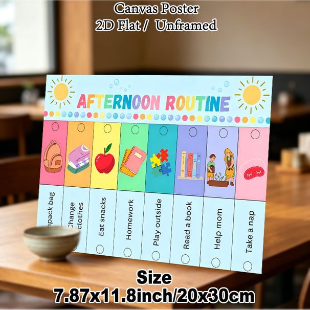 Afternoon Routine Painting Poster, Vibrant Cartoon-style Daily Afternoon Task Checklist Poster, Clear Visual Guide To Organize Afternoon Activities_maomaolike.com