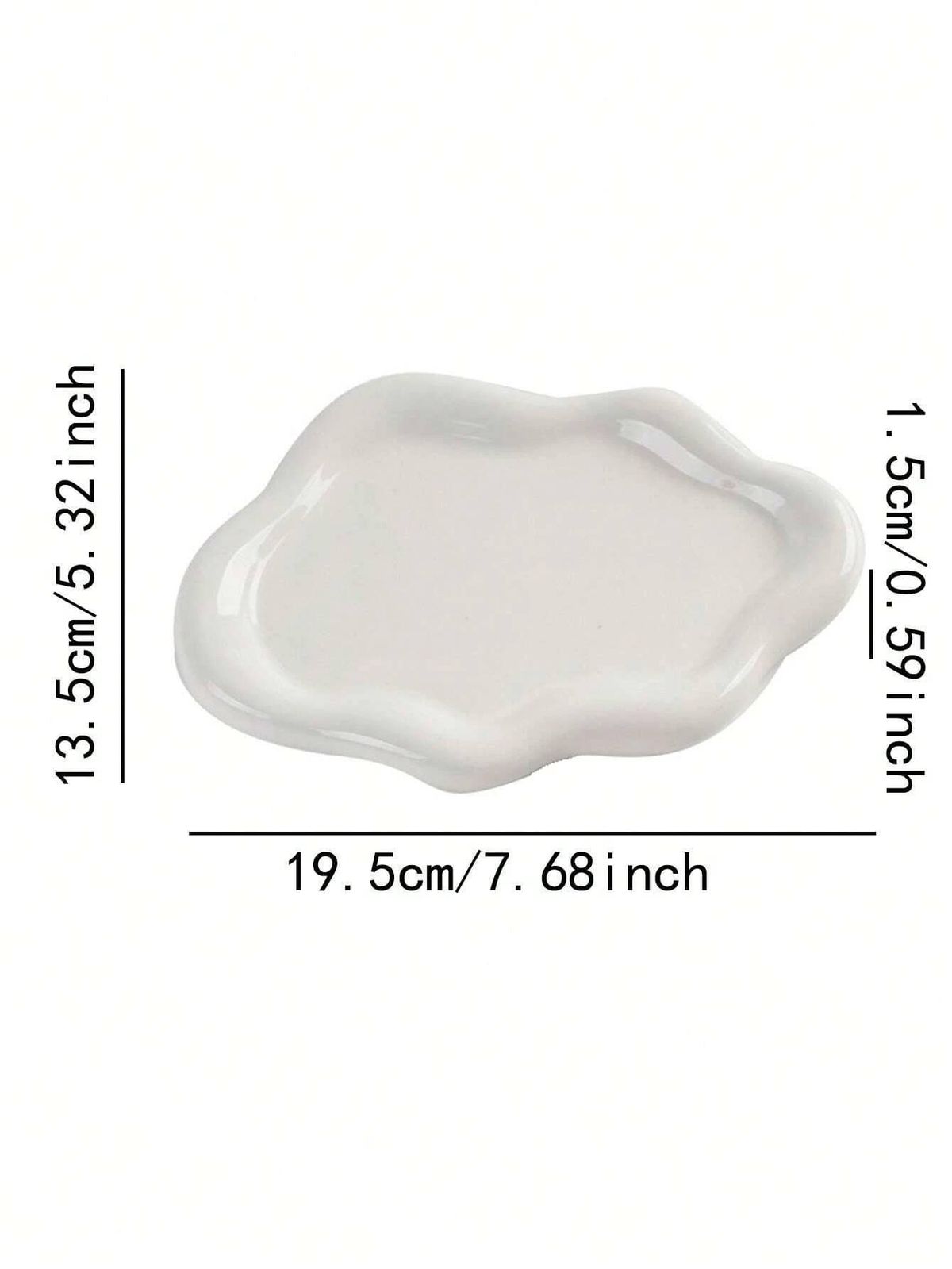 1pc White Cloud Shape Ceramic Jewelry Jewelry Storage Tray Is Suitable For Desktop Shelf Storage Key Induction Plate_maomaolike.com