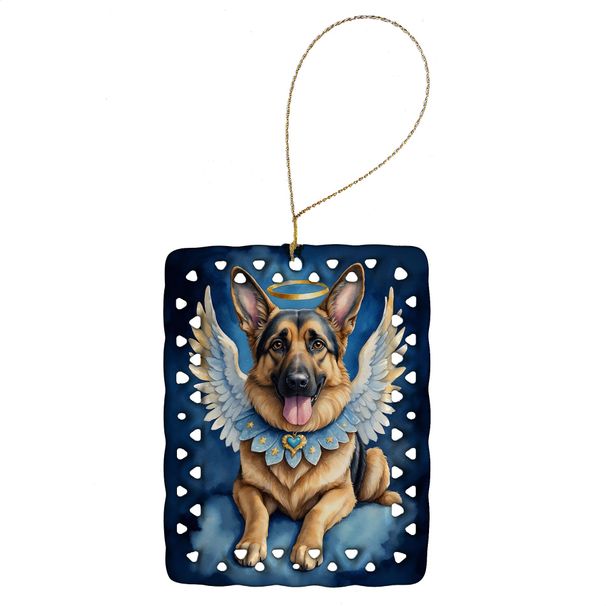 German Shepherd My Angel Porcelain Ornament Christmas Tree Hanging Decorations For Home Christmas Holiday, Rectangle, Gift, Multicolor_maomaolike.com