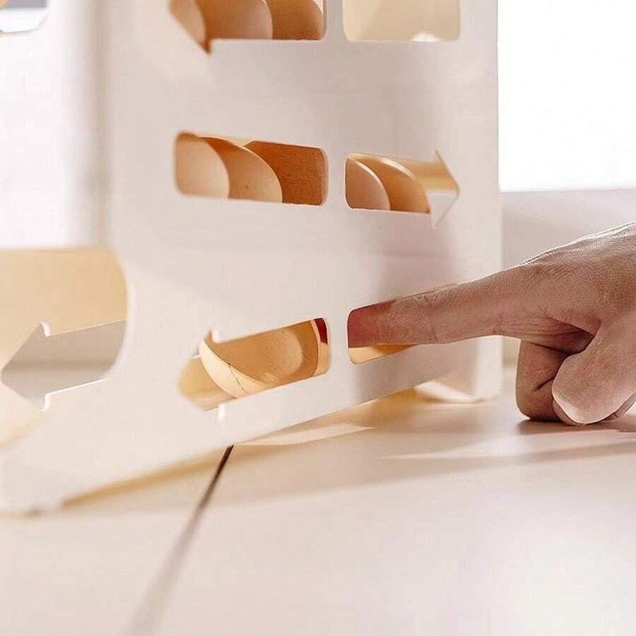 30 Eggs Refrigerator Holder - Automatic Rolling Refrigerator Egg Organiser, Space Saving Egg Dispenser Holder, 4 Tier Refrigerator Egg Holder_maomaolike.com