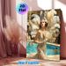 Roaring 20s Gatsby Style Painting Poster, Lavish Vintage Glamorous Flapper Lady Poster, With Glittering Gown & Grand Feather Decor, Elegant Retro_maomaolike.com