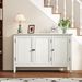 3-Door Buffet Cabinet With Storage, Bohemian Sideboard With Adjustable Shelves, Wood Credenza Cabinet, Console Table For Bedroom, Living Room, Dining Room, Hallway, Grayish-White_maomaolike.com