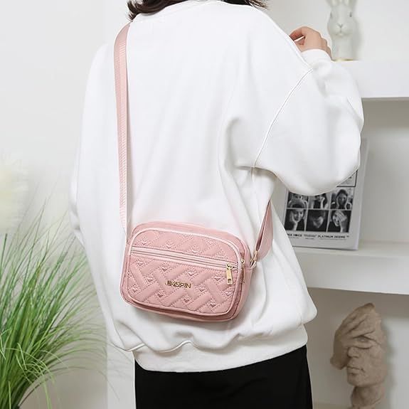 Quilted Crossbody Bags For Women - Oxford Cloth Multi-Layer Shoulder Handbag With Wide Strap -Casual Embroidery Business Bag_maomaolike.com