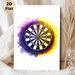 Dartboard Themed Painting Poster, Vibrant Watercolor Splash Style Dartboard Poster, Eye-catching Sports Decor Ideal For Game Room, Lounge Space_maomaolike.com