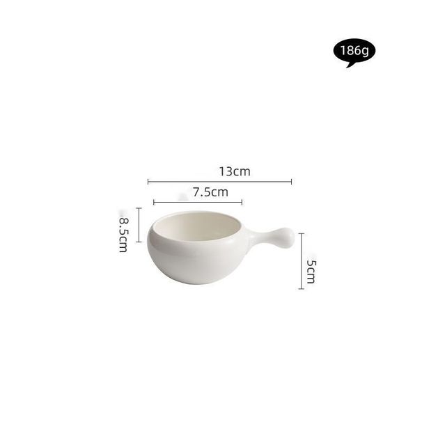White Handle Cup Large Capacity Breakfast Creative Hotel Restaurant Specialty Artistic Ceramic Salad Soup Noodle Bowl_maomaolike.com