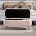 Pink Storage Ottoman Bench For End Of Bed Gold Legs, Modern Grey Fur Entryway Bench Upholstered Padded With Storage For Living Room Bedroom_maomaolike.com