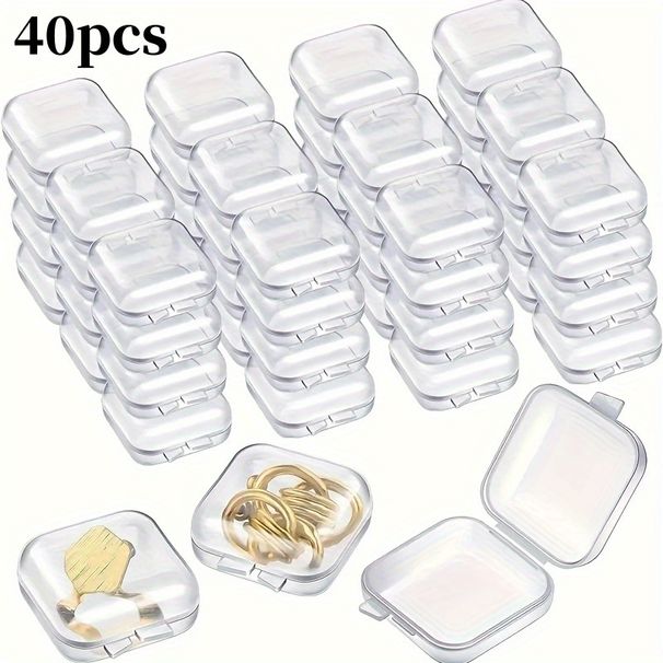 20/40pcs Clear Plastic Storage Box With Lid For Jewelry, Earrings, And Necklaces - Organize And Protect Your Valuables_maomaolike.com