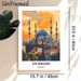 Diyarbakir Turkey Mosque Painting Poster, Vibrant Retro Travel Style Sunset Scene Poster, Captivating Cultural Artwork Ideal For Home, Living Room And_maomaolike.com