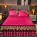 European Coral Fleece Single Piece Crystal Velvet Non-Slip Thickened Flannel Quilted Sheet Skirt Style Bed Cover_maomaolike.com