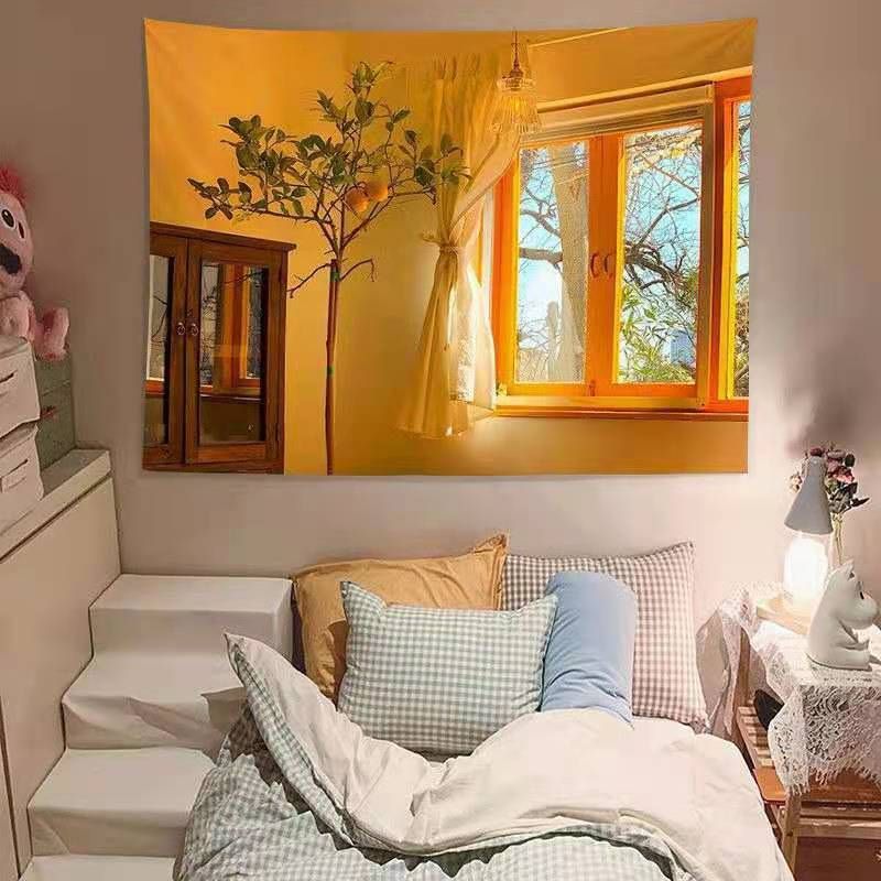 Internet Celebrity Background Window Ins Style Hanging Bedroom Cloth Dormitory Bedside Decoration Room Wall Simple Canvas_maomaolike.com