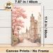 Cherry Blossom European Town Scenery Painting Poster, Soft-toned Pastel Romantic Street View Poster, Brings Warm Tranquil Ambiance, Ideal For Living_maomaolike.com