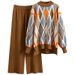 Women's autumn and winter fashion loose large size wide-leg pants two-piece set_maomaolike.com