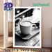 Latte Art Coffee Painting Poster, Monochrome Minimalist Coffee Cup Scene Poster, Elegant Tranquil Decor Ideal For Cafe, Kitchen And Dining Space_maomaolike.com