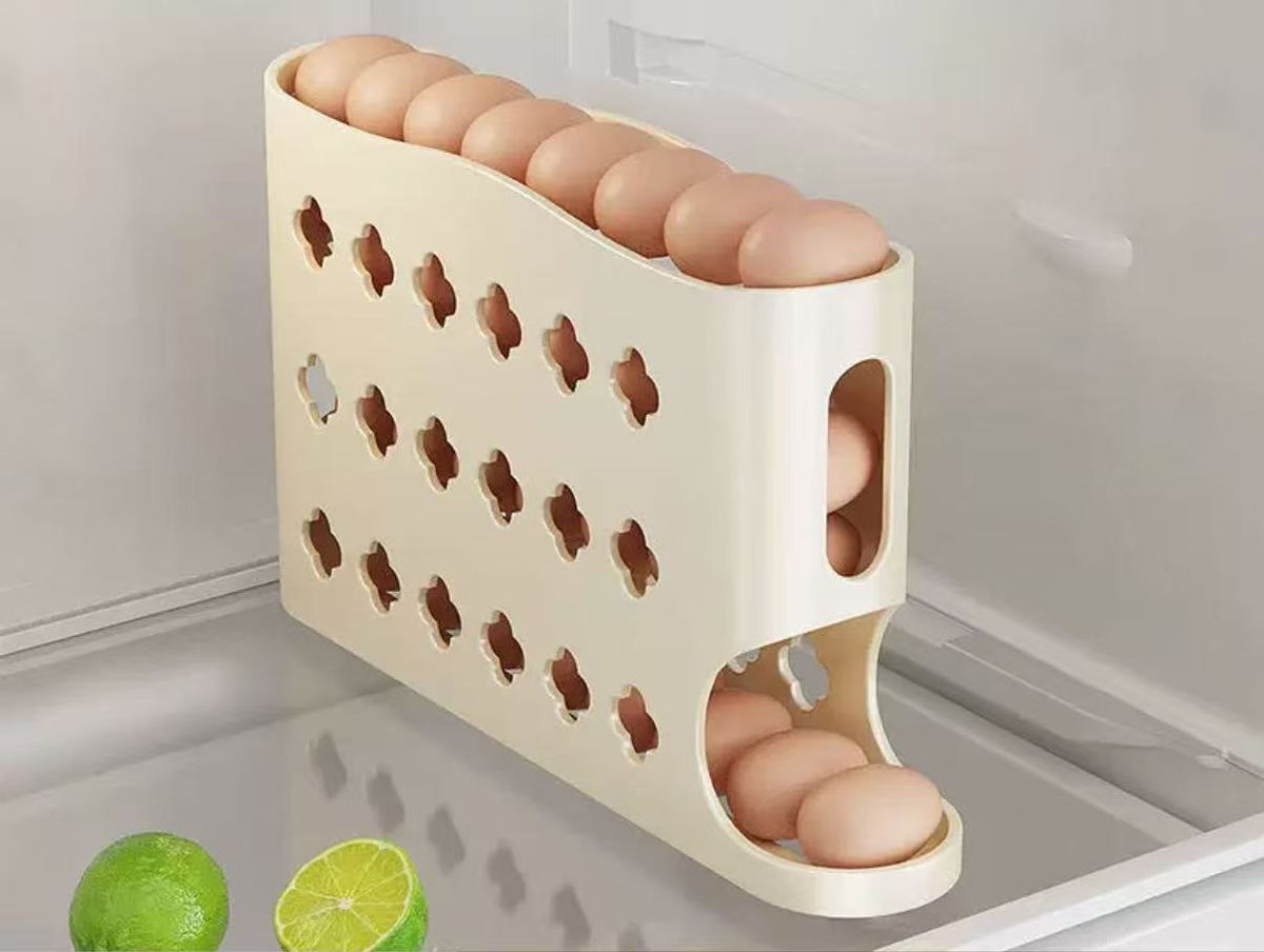 Rolling Egg Storage Box, Kitchen Multi-layer Slanted Automatic Egg Roller, Refrigerator Side Door Egg Tray, Food Storage Box_maomaolike.com