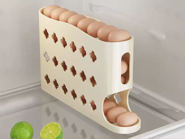 Rolling Egg Storage Box, Kitchen Multi-layer Slanted Automatic Egg Roller, Refrigerator Side Door Egg Tray, Food Storage Box_maomaolike.com
