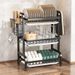 3 Layer Dish Drying Rack, Multi-Functional Kitchen Counter Organizer For Plates, Bowls & Cutlery_maomaolike.com