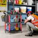 3-Tier Rolling Tool Cart, 200 LBS Capacity Plastic Utility Cart With Side Shelf And Storage Bucket, Black & Red_maomaolike.com