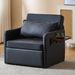 Adult Sleeper Chair Bed, 3-in-1 Convertible Sofa Chair Bed Pull-out Sofa Bed, Convenient Folding Tray Table With USB And Type-C Charging Ports For Living Room,BLACK,Leather_maomaolike.com