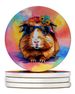 Hippie Animal Guinea Pig Large Sandstone Coasters Pack Of 4 Absorbent Round Coasters Decor Gifts For Men Or Women, 4 In, Multicolor_maomaolike.com