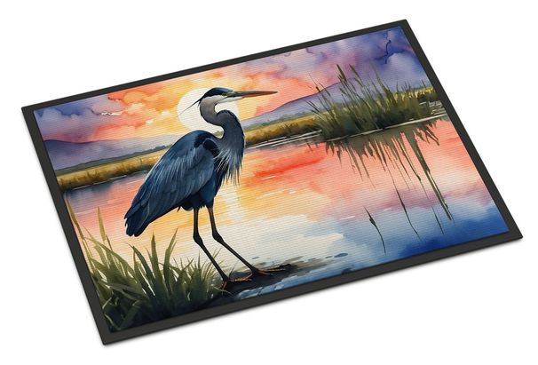 Blue Heron Setting Sun Doormat Front Door Mat Indoor Outdoor Rugs For Entryway, Non Slip Washable Low Pile, 24H X 36W_maomaolike.com