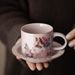 Fenru Kiln Flower Cat Coffee Cup Mug Home Office Afternoon Tea Cup Dish Set_maomaolike.com