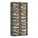 10 Tiers 40 Pairs Hard Plastic Shoe Storage Organizer Cabinet For Entryway, Large Stackable Collapsible Sneaker Shoe Box Organizer For Closet, Portable Folding Shoe Cabinet With Doors, Black_maomaolike.com