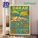 Dakar Senegal Folk Style Painting Poster, Vibrant Ethnic Art Scene Poster, Captures Authentic Local Village & Waterfront Life, Ideal For Home Wall_maomaolike.com