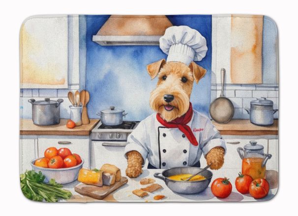 Lakeland Terrier The Chef Memory Foam Kitchen Mat Machine Washable Anti-Fatigue Mat Cushion Comfort Bath Mat Or Kitchen Rug_maomaolike.com