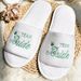 Bride & Bridesmaid, Wedding Guests Home Slip On Shoes Bridal Party Slippers Open-toe With Golden, Mint Green And Pink_maomaolike.com